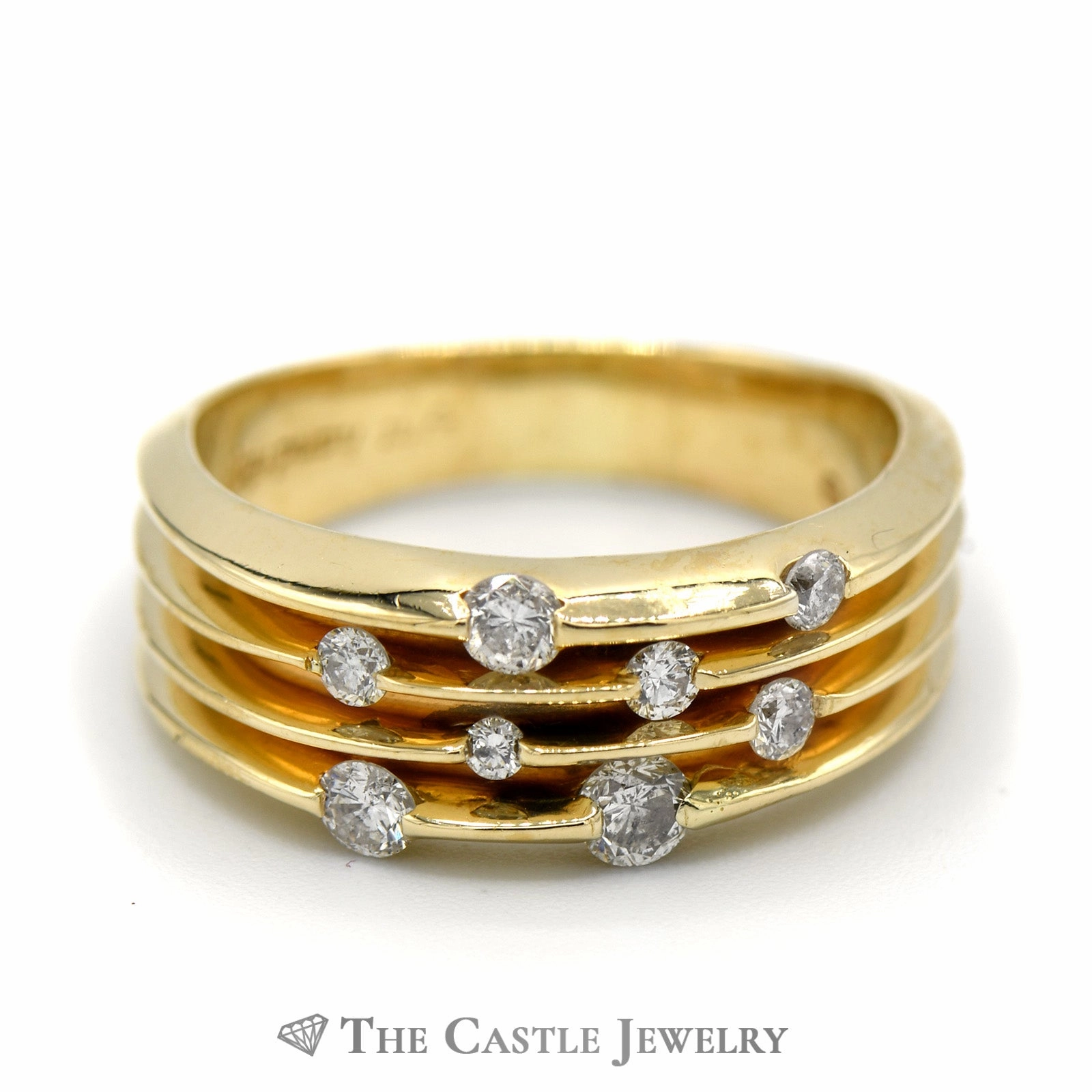 Freeform Diamond Cluster Band with Open Ridges in 14k Yellow Gold Luxury Finish Eternal Item