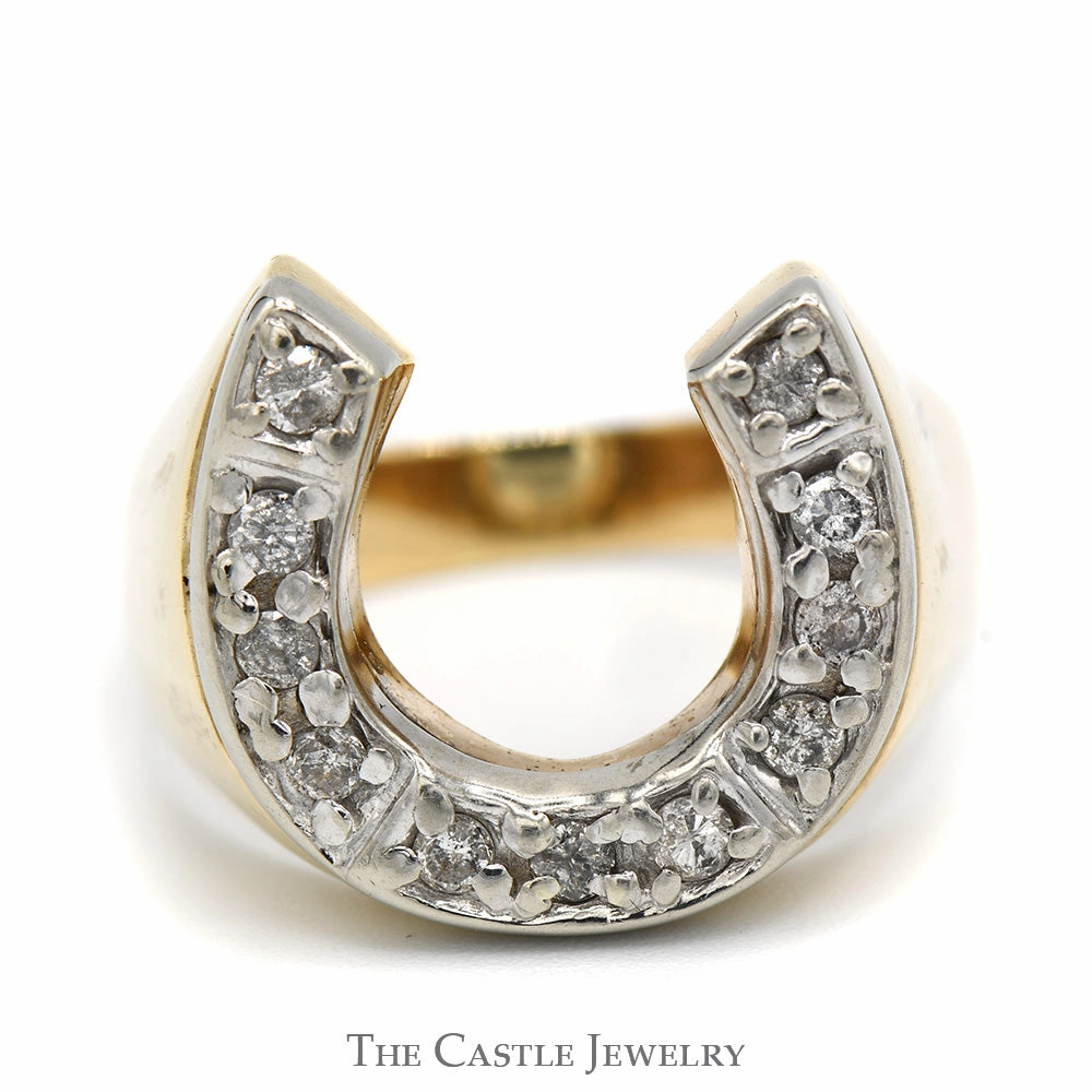 Premium Finish 1/2cttw Round Diamond Horseshoe Ring in 10k Yellow Gold Tapered Mounting