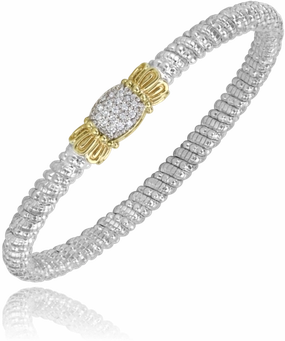 Work Ready 14K Yellow Gold and Sterling Silver Diamond Bangle Bracelet