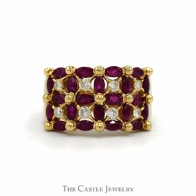 Daily Form Suburban Trend Marquise Ruby & Round Diamond Cluster Band in 14k Yellow Gold