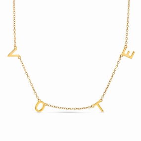 Beloved & Inspired "VOTE" Station Cable Chain Necklace in Yellow Gold Plated Sterling Silver Radiant Accent