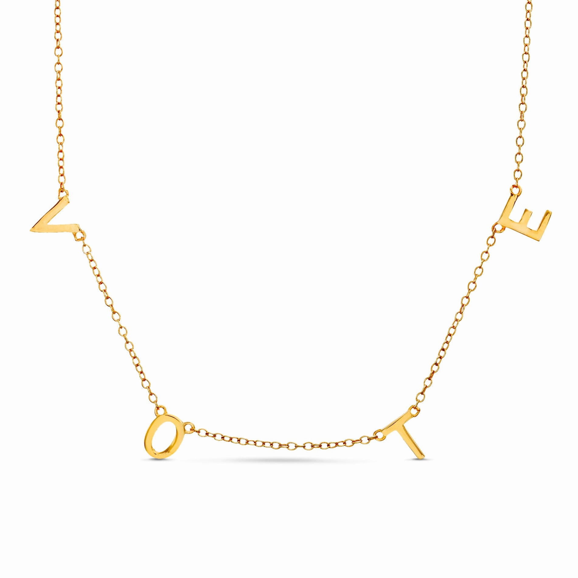 Beloved & Inspired "VOTE" Station Cable Chain Necklace in Yellow Gold Plated Sterling Silver Radiant Accent