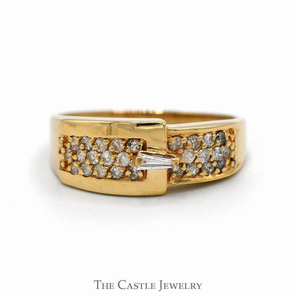 1/3cttw Diamond Cluster Buckle Ring in 14k Yellow Gold Economical Statement Amazing Product