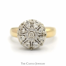 1/2cttw Round Diamond Cluster Ring in 10k Yellow Gold Geometric Shape