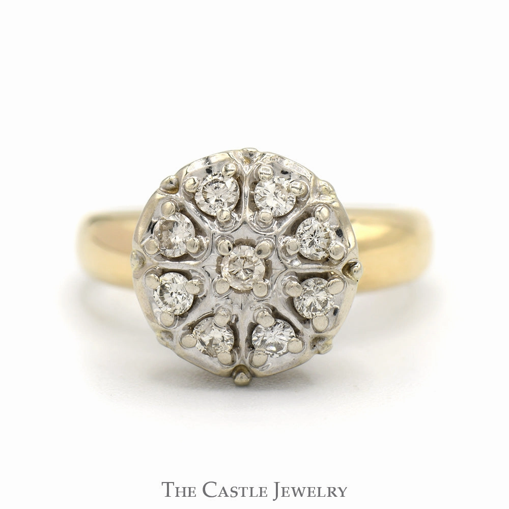 1/2cttw Round Diamond Cluster Ring in 10k Yellow Gold Geometric Shape