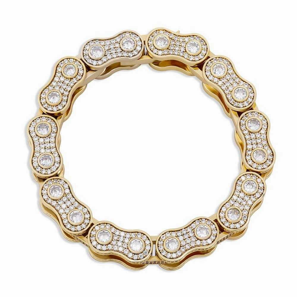 Everyday Vision Traditional Twist Cycolinks Bling 15mm Fully Covered in Cubic Zirconia Bike Chain Bracelet