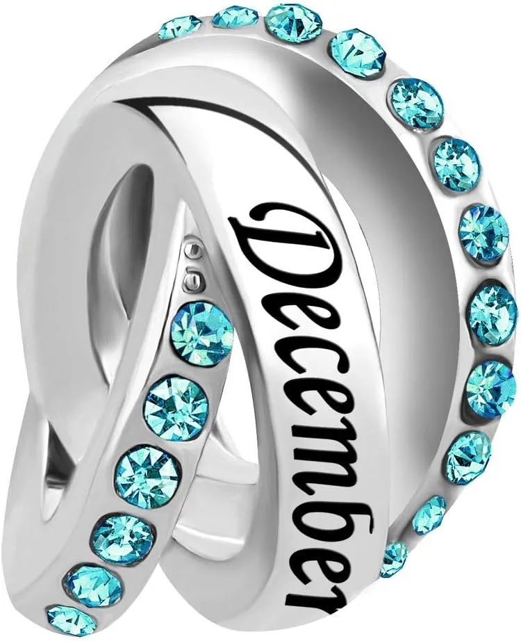 Birthday Charm Simulated Birthstone Charm for Snake Chain Bracelets