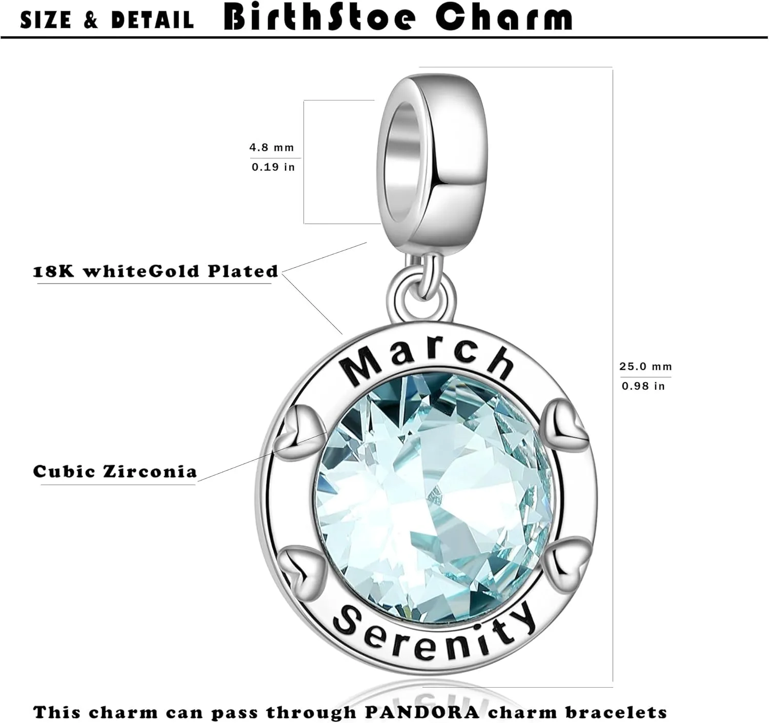 Birthstone Charms for Women Bracelets Birthday Bead Charms for Pandora Bracelets and Necklace Jewelry Gifts for Women