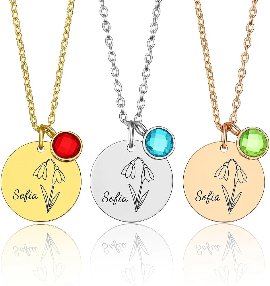 Birthstone Name Necklace, Personalized Jewelry, Grandma Necklaces, Mom Necklace for Women, Custom Necklaces, Initial Necklaces, Custom Jewelry Grandma Gift Birthday Personalized Gifts for New Moms
