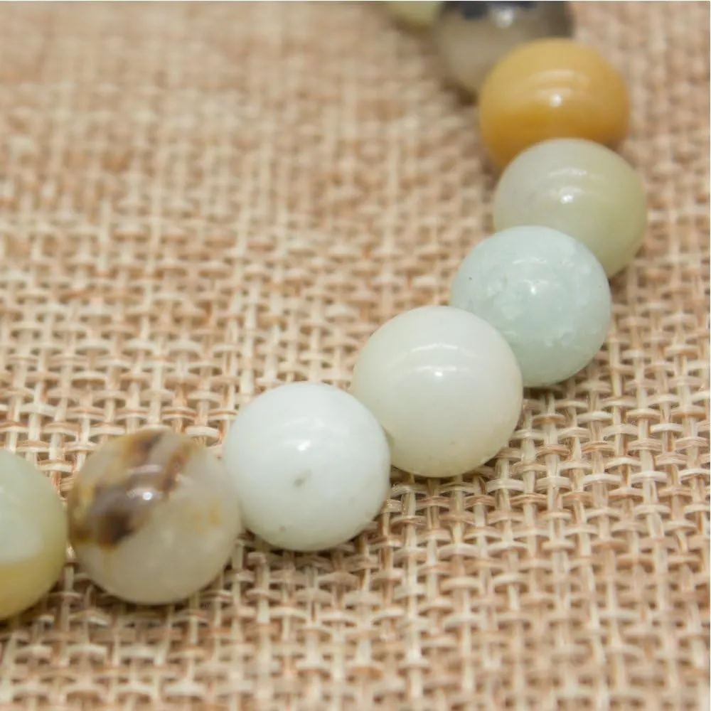 Bivei Natural Gemstone Semi Precious Healing Crystals Handmade Stretchy Round Beads Bracelet, Enhance Positive Energy