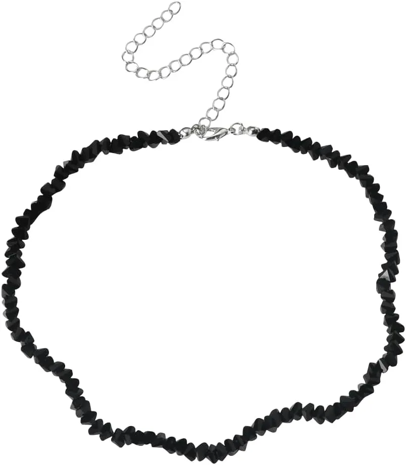 Black Choker Necklace for Women Crystal Beaded Statement Necklace for Daughter Elegant Bead Chokers for Women Adjustable Bead Necklace for Women Handmade Choker Necklaces for Friends