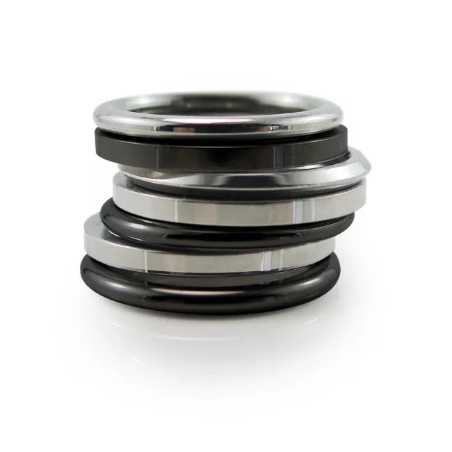 Black Round Stackable Titanium Rings