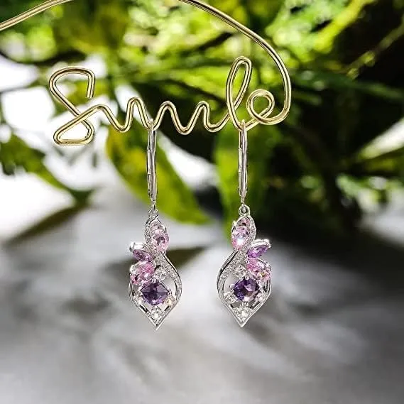 Black Spinel Heart Drop Earrings, Sterling Silver Huggie Hoop with Gemstone Dangle Earrings for Prom, Birthday, Christmas, Everyday