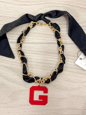 Black Georgia "G" Twilly and Chain Necklace Splendid Accessory