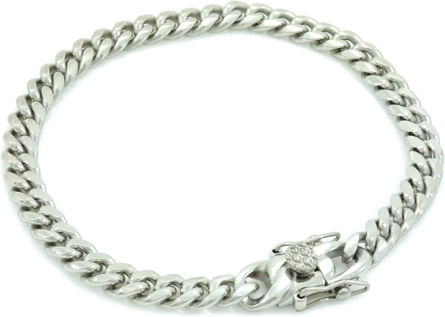 Bling Bling NY ANTI-TARNISH Solid Silver Finish Stainless Steel 6mm Thick Miami Cuban Link Chain Box Clasp Lock Necklace 16-30 inches Bracelet 7-9 inches