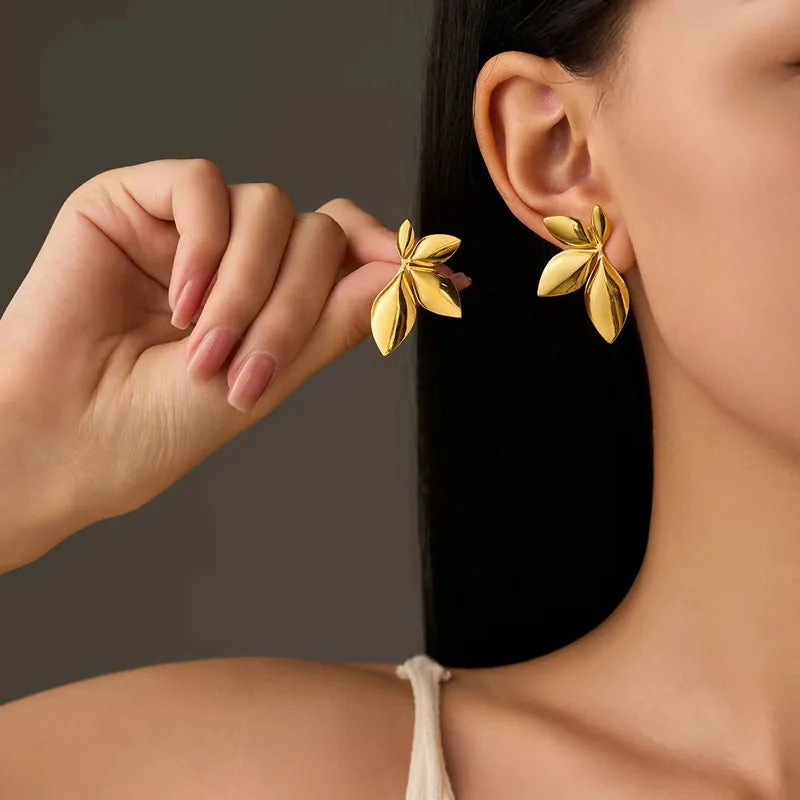 BloomPetal Floral Stud Earrings Modern Option Bright Ornament