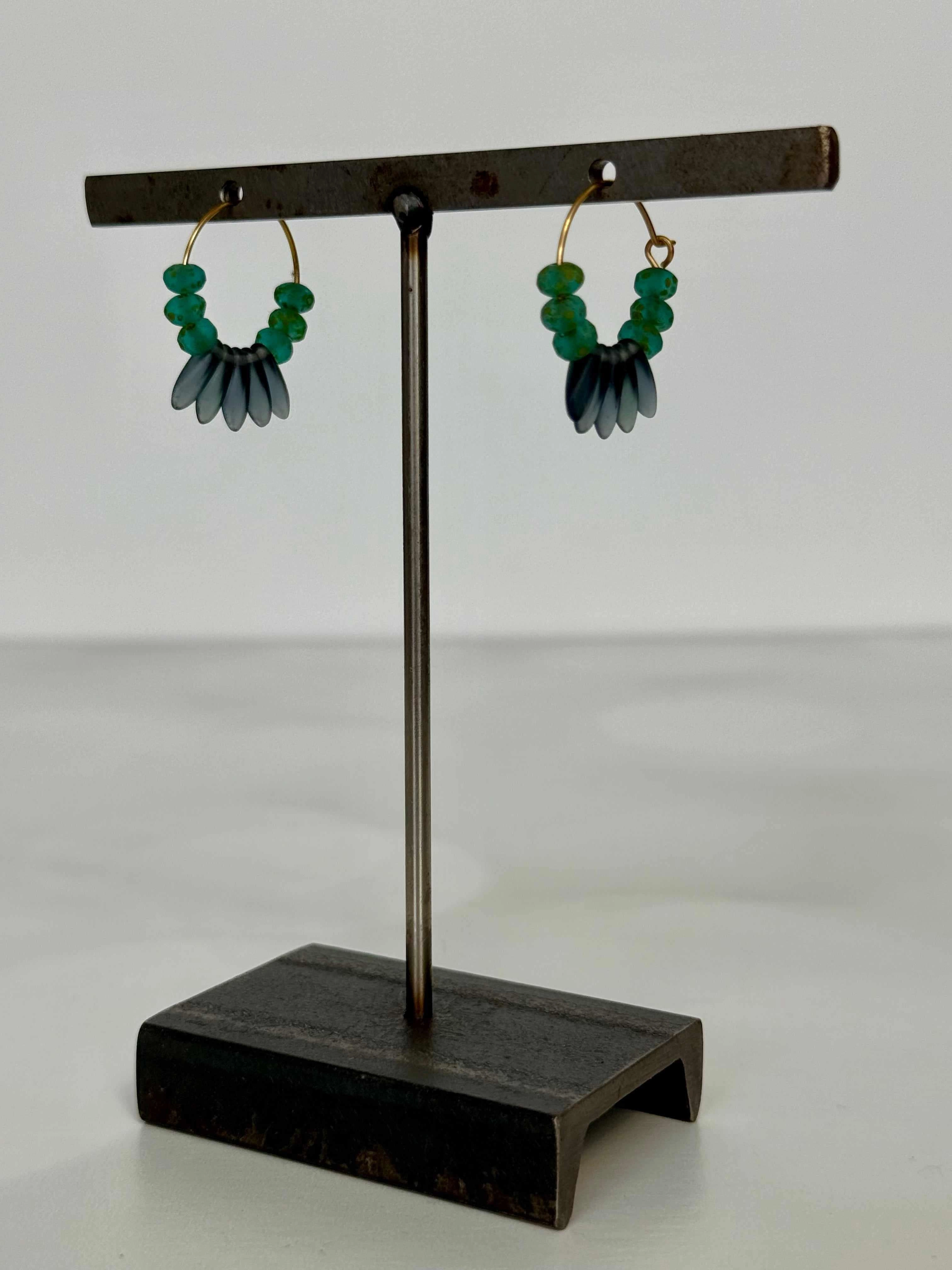 Large Jewelry Modern Decor Blue Montana Glass Hoop Earrings