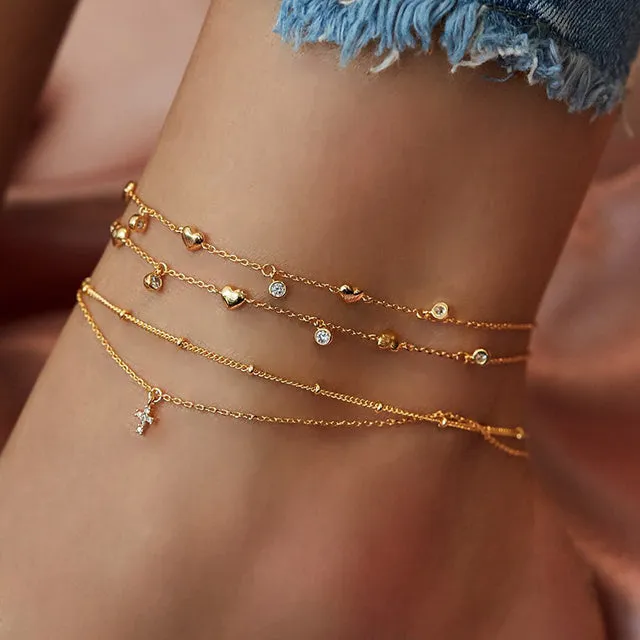 Bohemian Crystal Anklets for Women