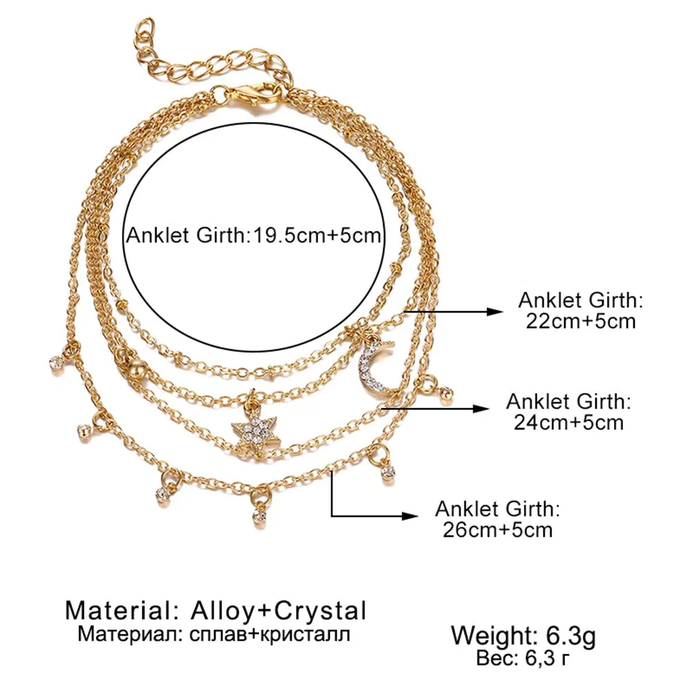 Bohemian Crystal Anklets for Women
