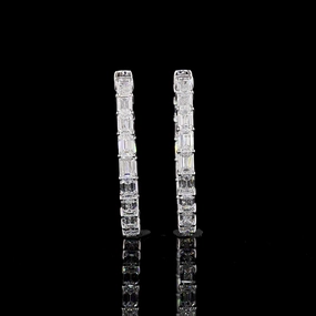 14K WHITE GOLDHoops Earrings Large Ornament Abstract Item