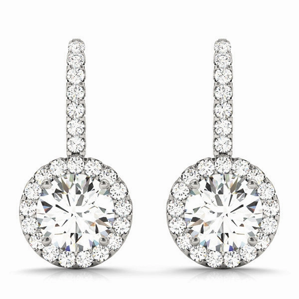 Round Diamond Halo Earring Set Festive Decoration