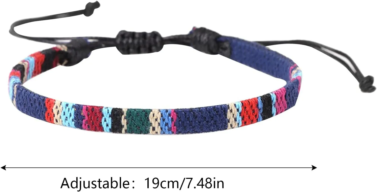 Boho Bracelets for Women,Adjustable Braided Bracelets Bulk Woven Friendship Bracelet Handmade Festival Accessory Jewelry Gift