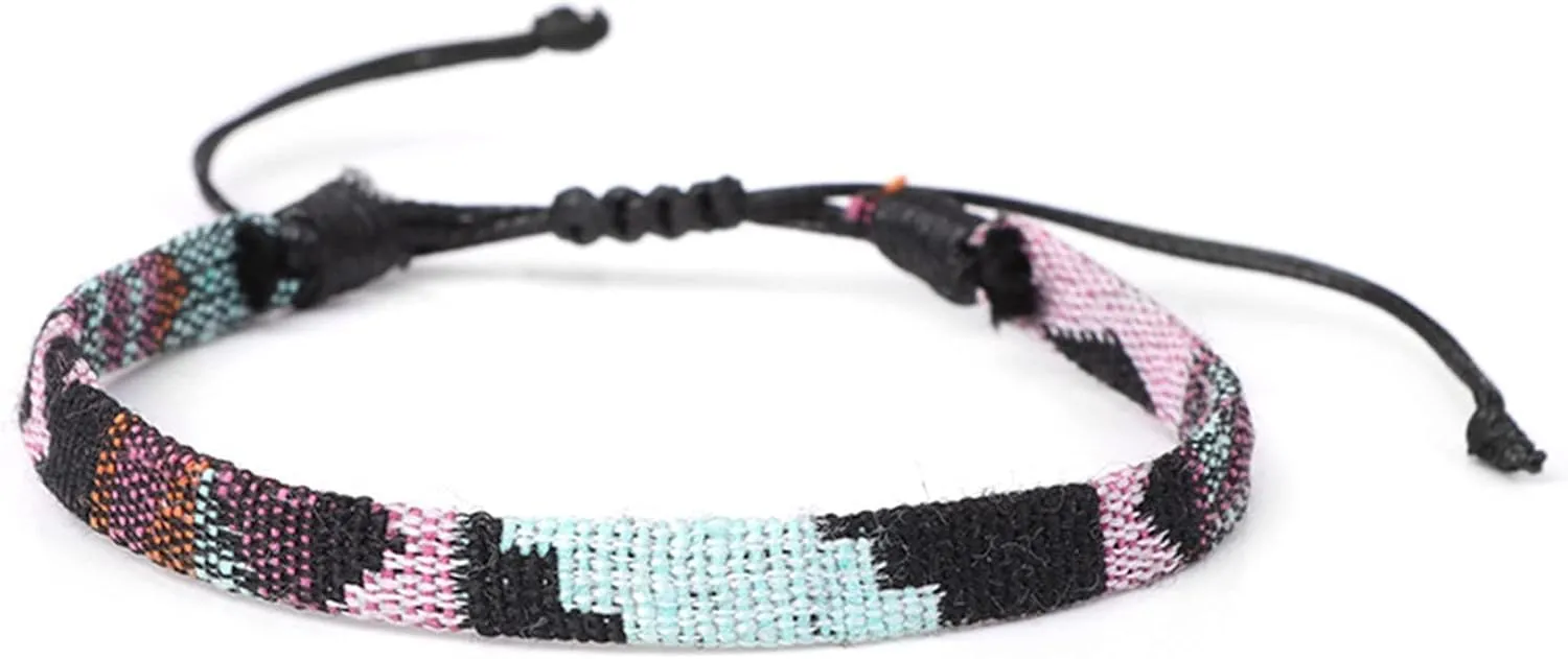 Boho Bracelets for Women,Adjustable Hemp Braided Bracelets Wristbands Friendship Woven Bracelets Handmade Gifts for Friends