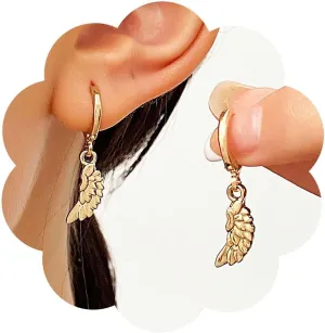 Boho Gold Angel Wings Earrings Angel Wing Drop Earrings Metal Wing Dangle Earrings angel wing feather Earrings Guardian Wing Earrings Jewelry for Women