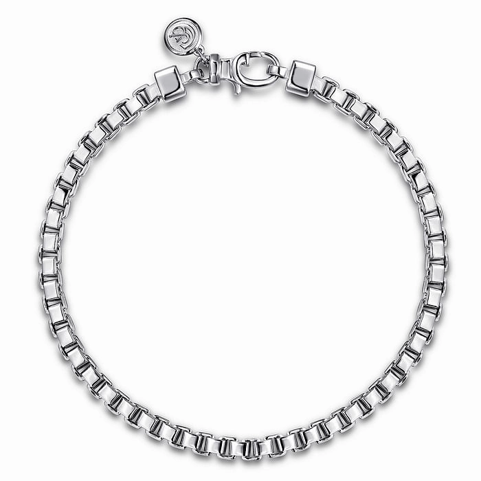 4mm 925 Sterling Silver Solid Mens Box Chain Bracelet Soft Glimmer Classic Presence