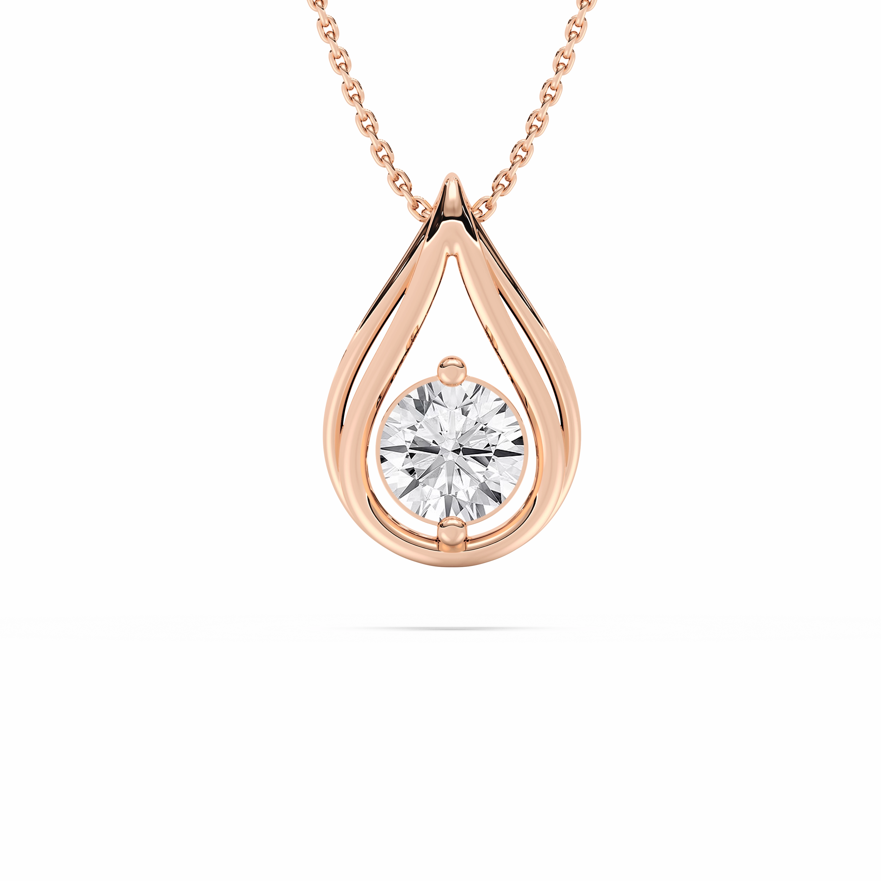 1 ctw Round Lab Grown Diamond Teardrop Pendant  - 18 Inches Handmade Art