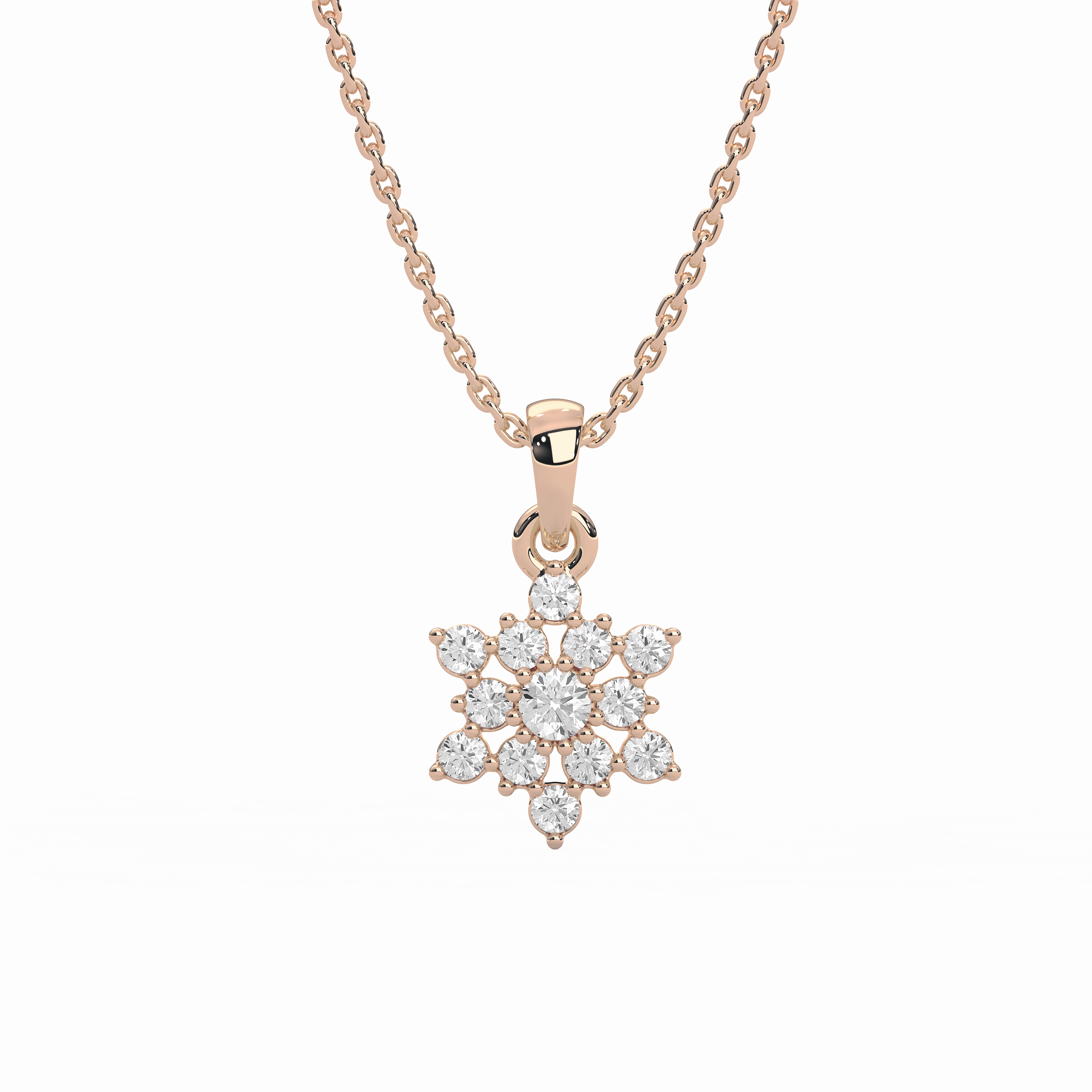 Premium item Travel Item 1/4 ctw Round Lab Grown Diamond Petite Snowflake Pendant  - 18 Inches