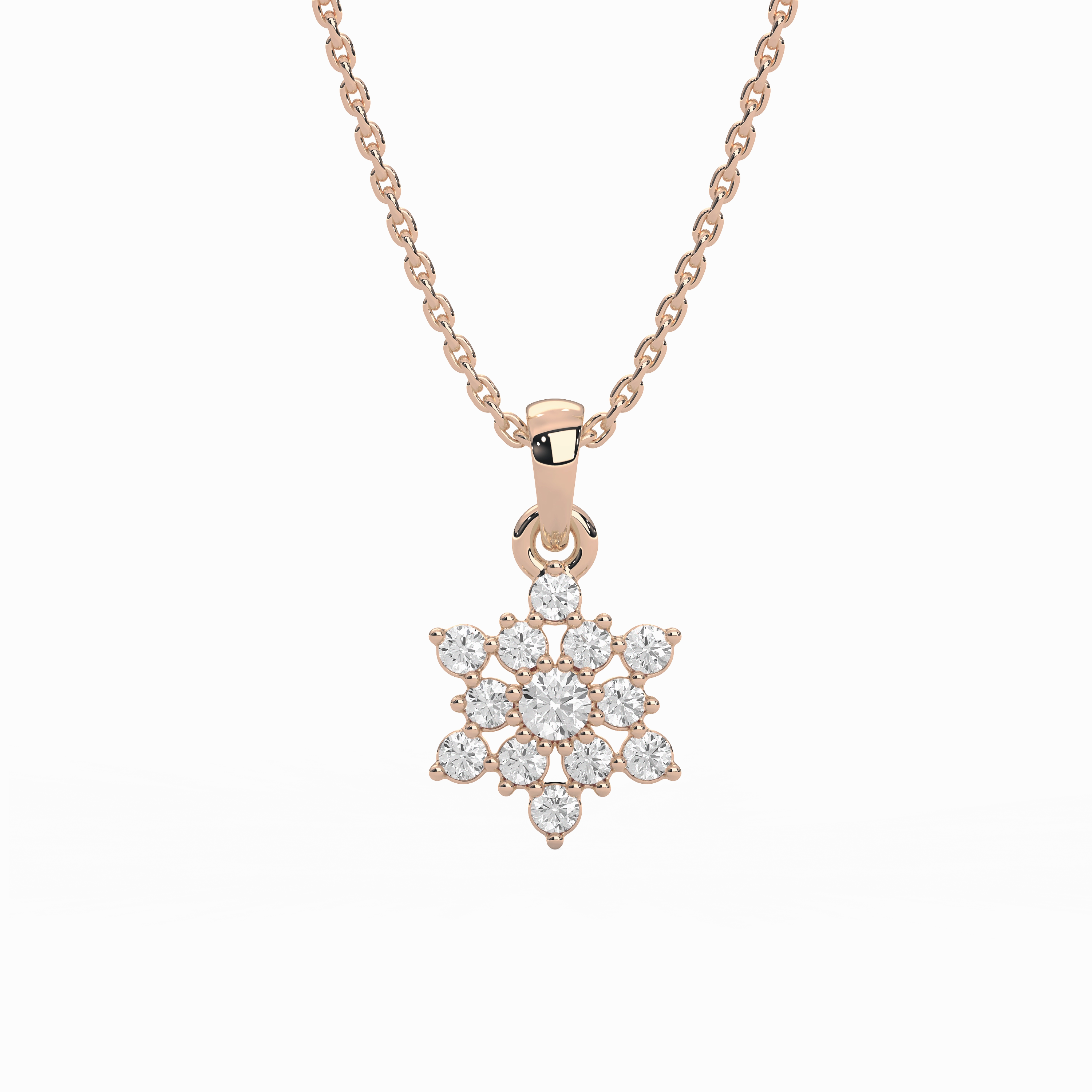 1/4 ctw Round Lab Grown Diamond Petite Snowflake Pendant  - 18 Inches Fine Jewelry