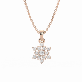 Daily Wear Accessory 1/4 ctw Round Lab Grown Diamond Petite Snowflake Pendant  - 18 Inches