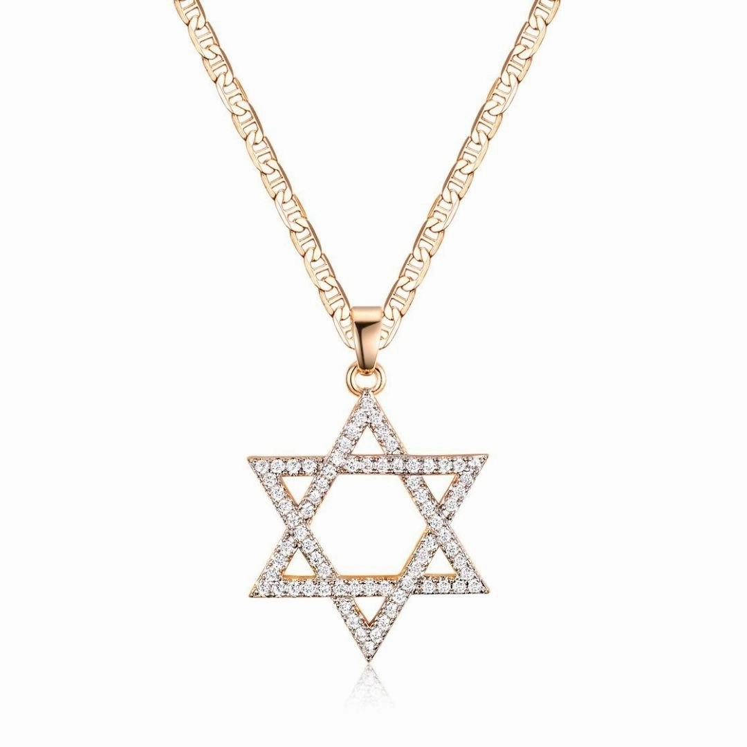 Urban Highlight 18K Gold Plated Crystal Star of David Charm Necklace