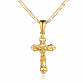 All Season Urban Lifestyle 18K Gold Plated Crucified Jesus Pendant Necklace