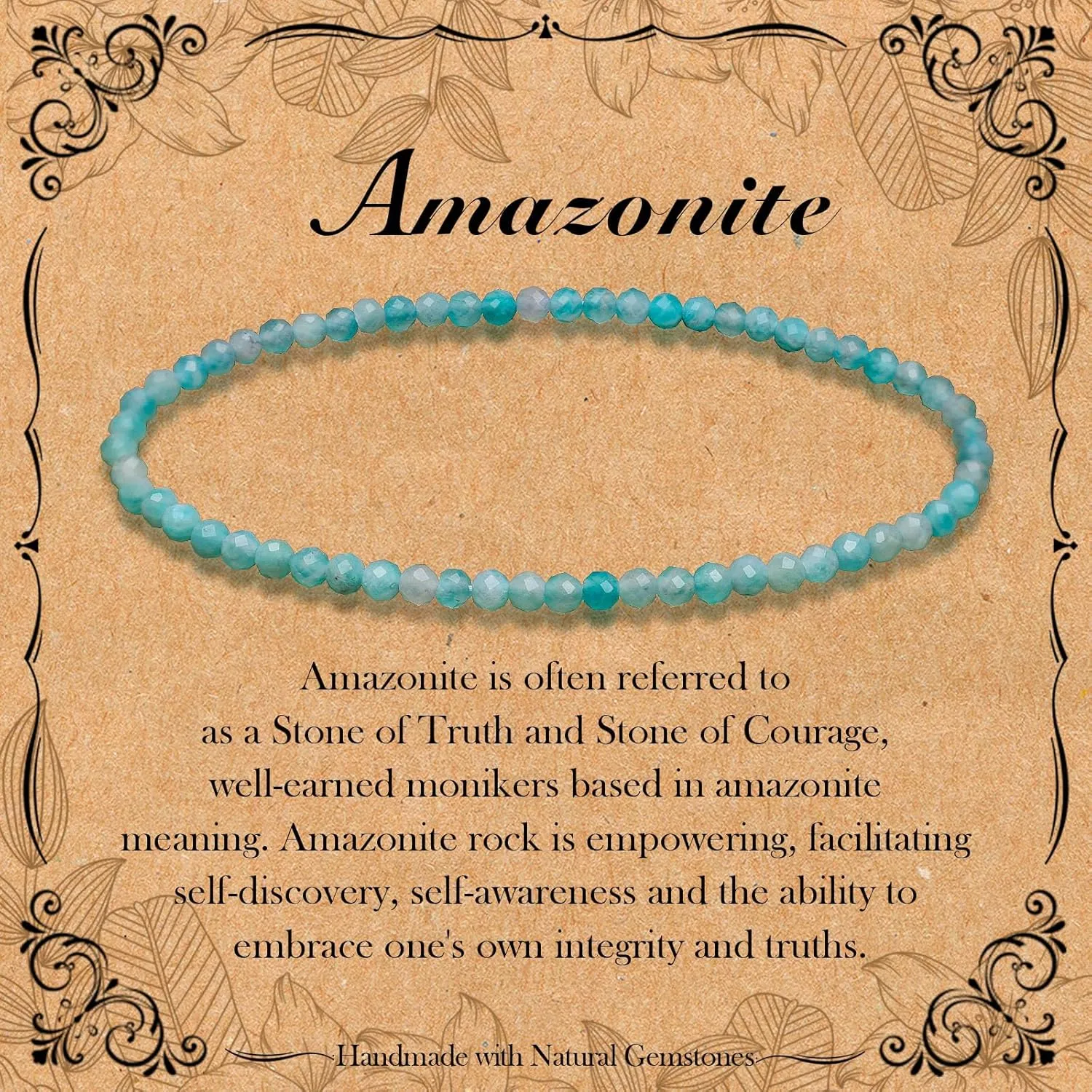 BONNY BOXX Natural Genuine Gemstone Faceted Round Beads Bracelets, 3mm Adjustable Stretchy Tiny Faceted Amazonite Bracelet, Healing Crystal Reiki Chakra Dainty Jewelry Fashion Gifts