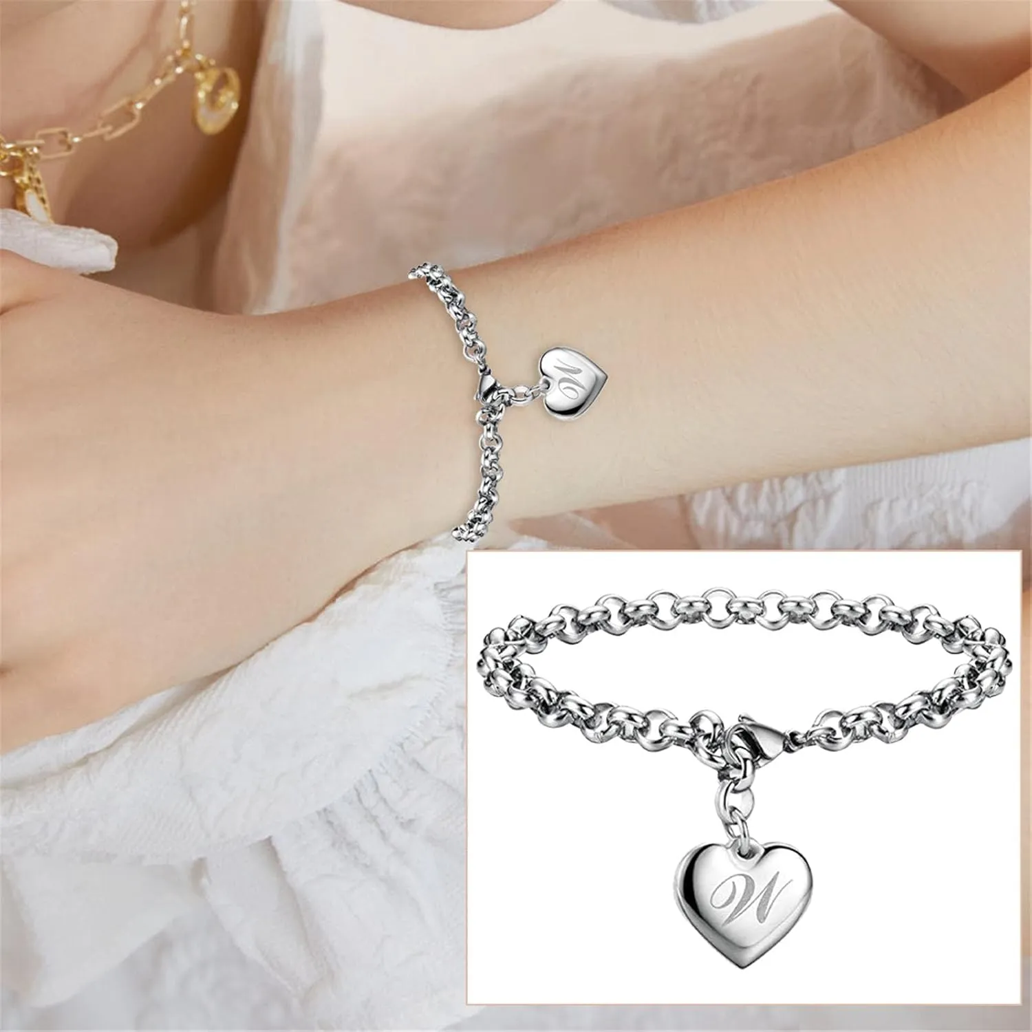 Bracelets for Women Initial Adjustable Charm Bracelets Unique Design Birthday Gifts for Women