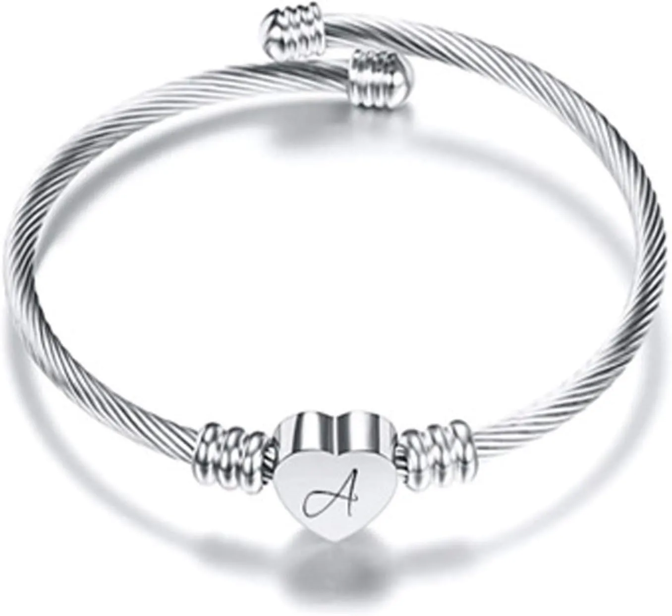 Bracelets for Women, Initial Heart A-Z Letter Cuff Bracelet, Unfading Personalized Name Expandable Wristband Bangle, Alphabet Charm Women's Jewelry Mothers Day Gifts