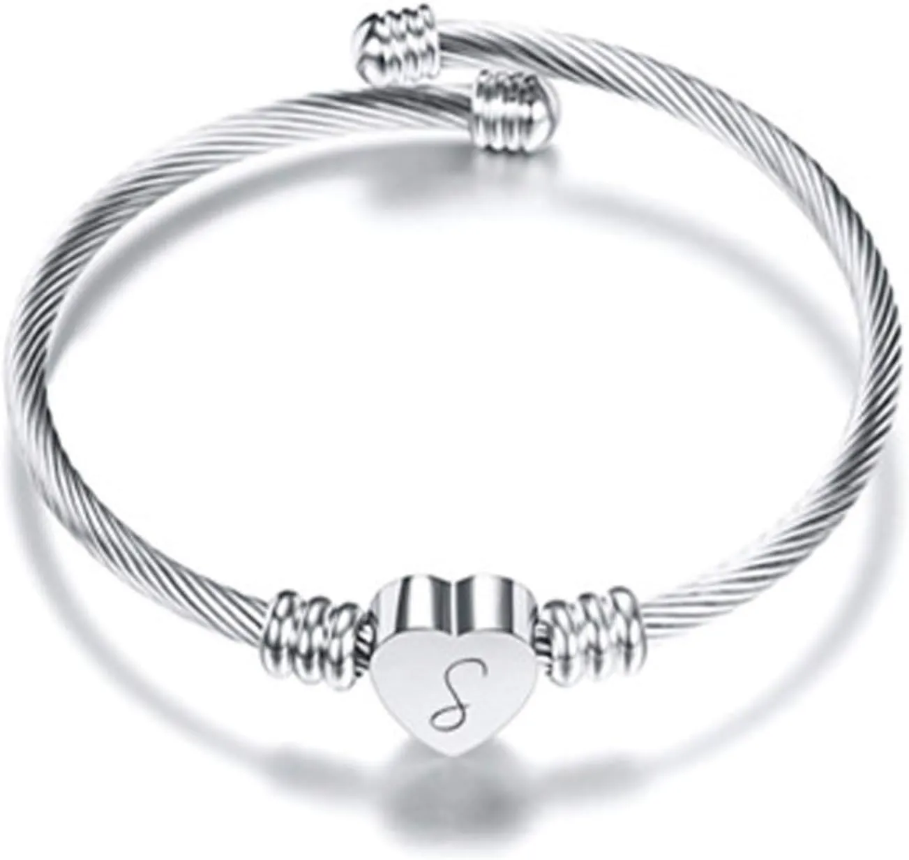 Bracelets for Women, Initial Heart A-Z Letter Cuff Bracelet, Unfading Personalized Name Expandable Wristband Bangle, Alphabet Charm Women's Jewelry Mothers Day Gifts