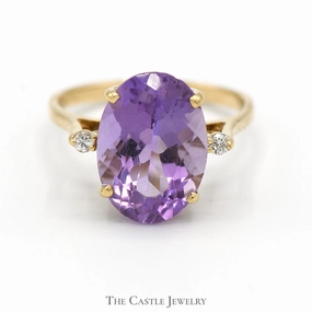 Oval Cut Amethyst Ring with Diamond Accents in 14k Yellow Gold Creative Edge Subtle tone