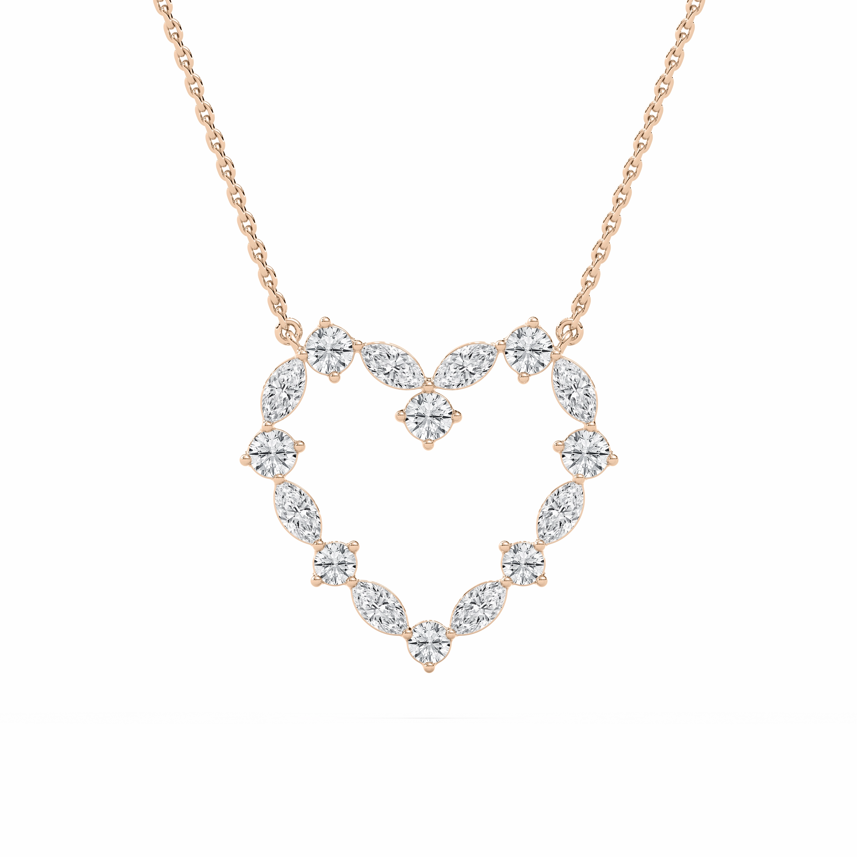 Smart Accent 7/8 ctw Marquise and Round Lab Grown Diamond Heart Pendant - 18 Inches
