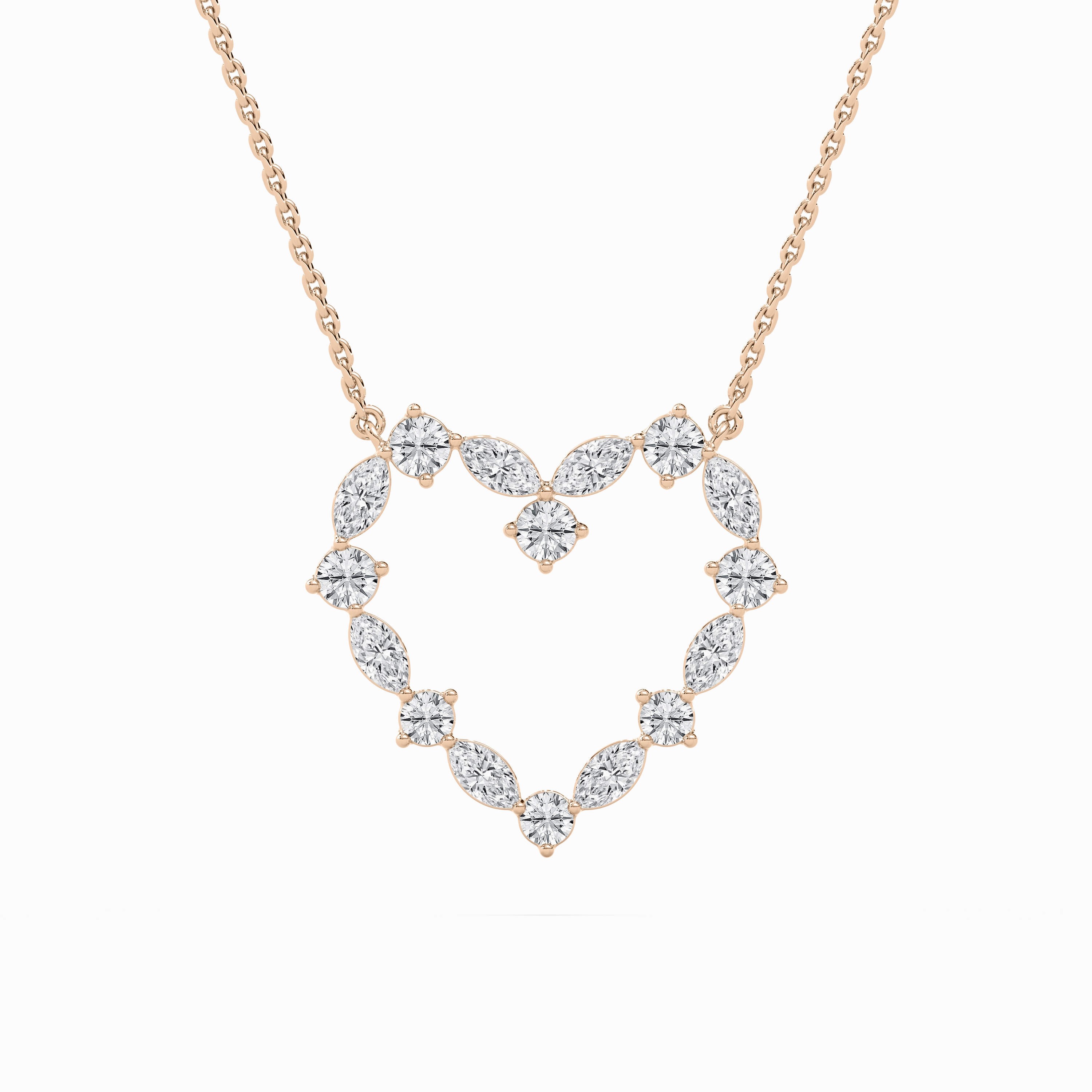 Contemporary Mood 7/8 ctw Marquise and Round Lab Grown Diamond Heart Pendant - 18 Inches
