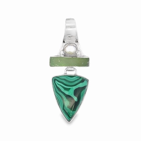 Kirkland Jewelry Estate | Sterling Silver Malachite Pendant Outdoor Light
