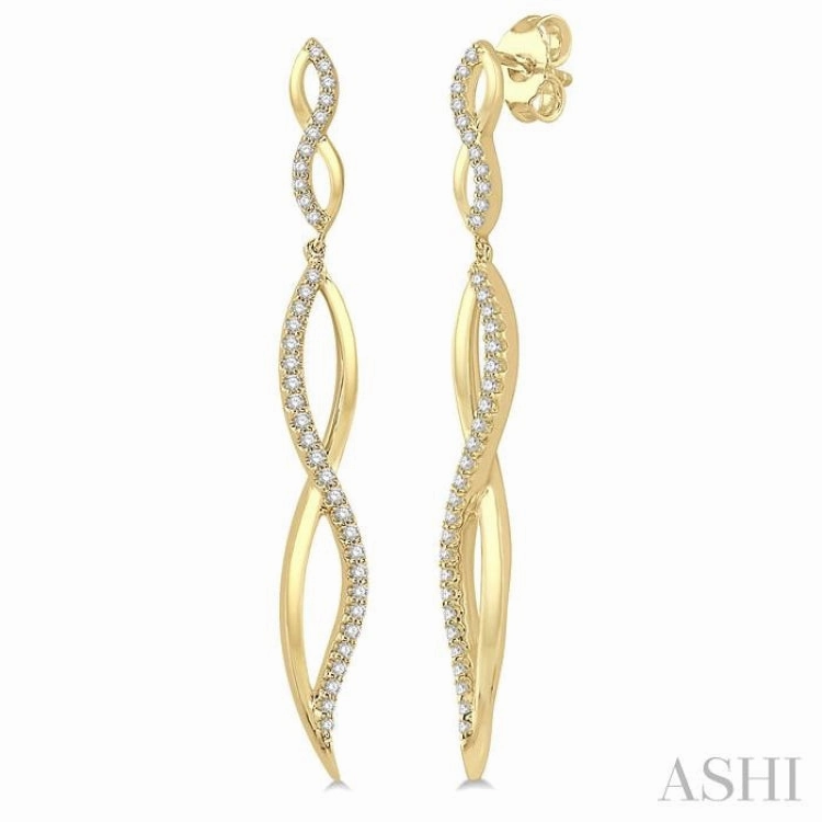 Casual Gift 1/3 ctw Climbing Stalk Round Cut Diamond Fashion Long Earrings in 14K Yellow Gold