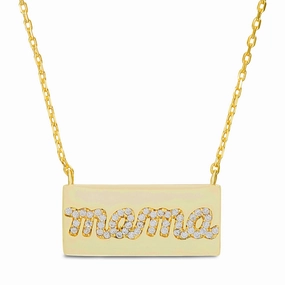 For Husband Minimal Decor Lesa Michele Cubic Zirconia Inspirational Bar Necklace in Yellow Gold Plated Sterling Silver