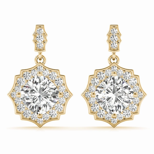 Square Ornament Avant-Garde Ornament Brilliant Round Diamond Halo Earrings