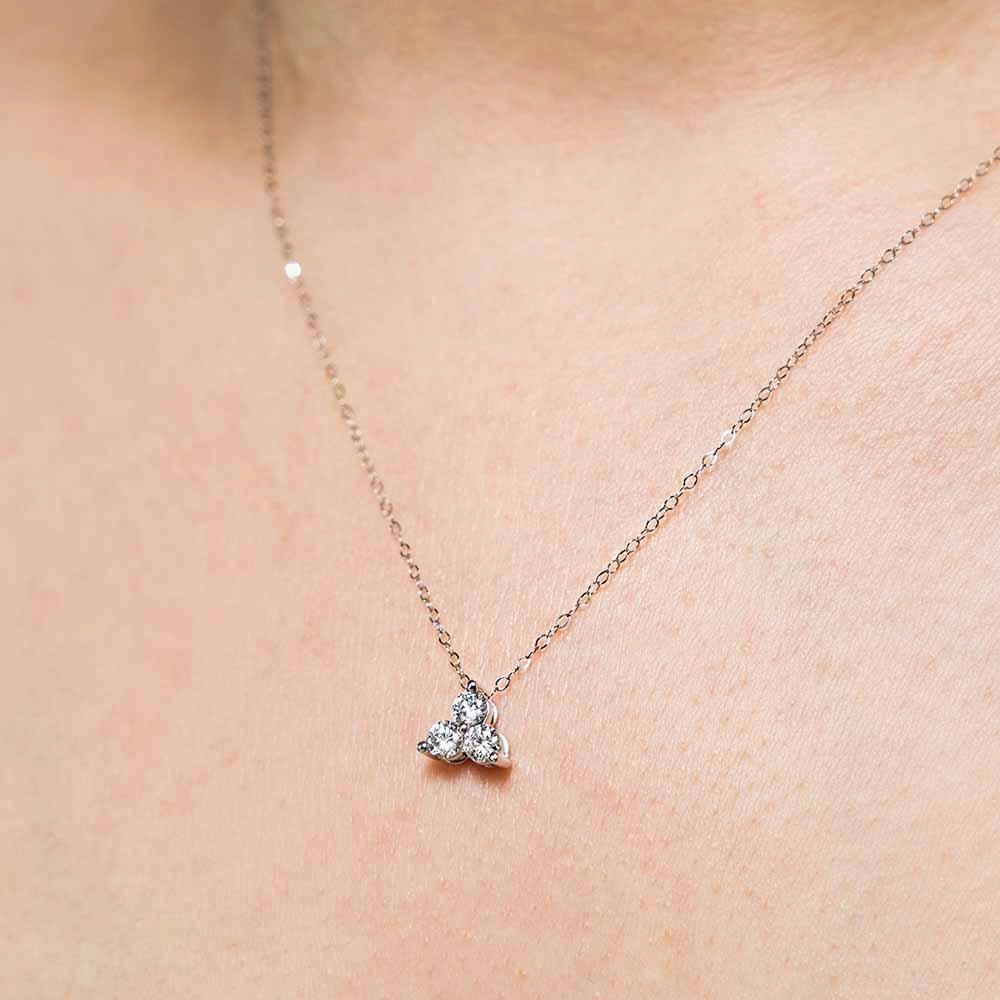 Round Lab Grown Diamond Three Stone Cluster Pendant ?C 18 Inches For Colleague Rural Chic