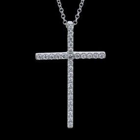 Linked Chain Item ZP1232 Cross Pendant in 14k Gold with Diamonds