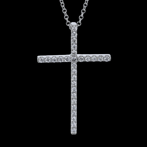 Linked Chain Item ZP1232 Cross Pendant in 14k Gold with Diamonds