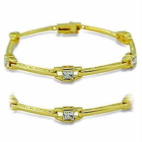 416004 - Gold Brass Bracelet with AAA Grade CZ  in Clear Universal Blends